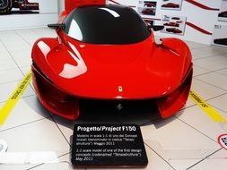 Red racing car at the exhibition