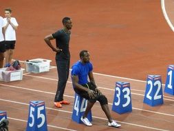 sprinter Usain Bolt at the stadium