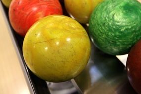 colorful shining bowling balls
