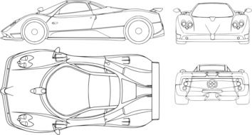 schematic drawing of ferrari sports car