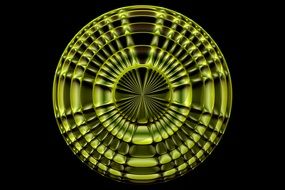 spherical ribbed ball on a black background