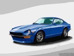 blue sports car on a white background