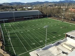 green lawn on the football field