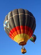colorful hot air balloon high in the sky
