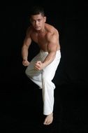 muscular man in fight pose