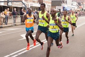 African athletes run a marathon