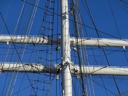 masts of Gorch Fock in Stralsund