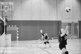 black and white volleyball photo