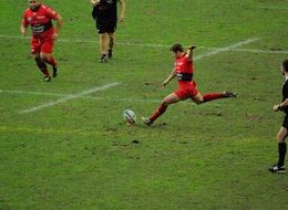 rugby players on a stadium