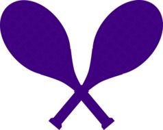 crossed purple tennis rackets, silhouettes