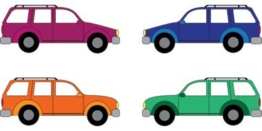 variety of colorful SUVs