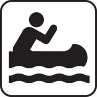 rafting, black and white sports icon
