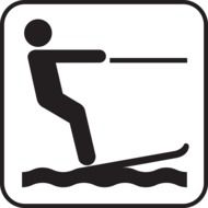 black and white water ski sign