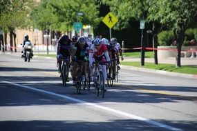 group of racing bikers