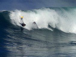 Bodyboarding in the water