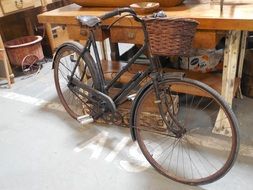 black bicycle with basket