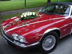 wedding red retro car