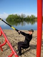 fitness squats on the beach