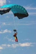 Skydiver with a turquoise