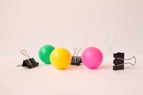 colored balls near the clips