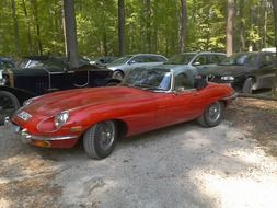 old red car on exhibition