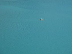 panorama of a lonely kayak on the lake
