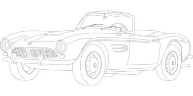 pencil-drawn retro car