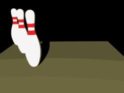 three skittles on a bowling alley