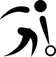 drawing of a man with bowling ball