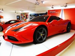 Red Ferrari at the exhibition