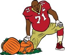 football player and pumpkins drawing