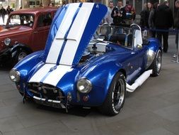 White and blue cobra sports car