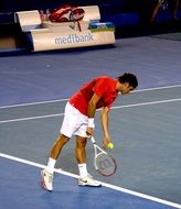 tennis player Roger Federer on the court
