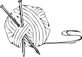 knitting ball with needle as a drawing