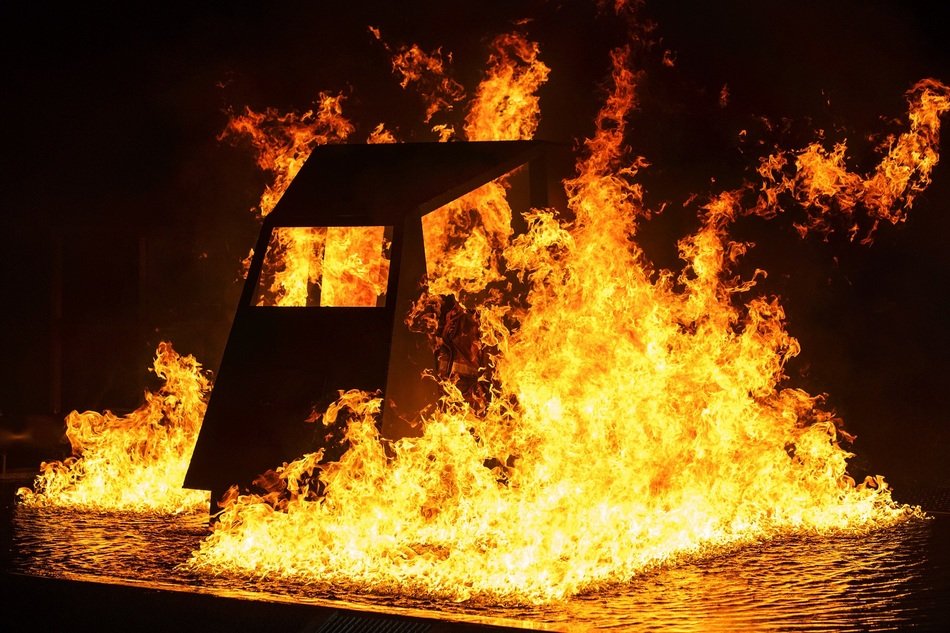 boat in flames