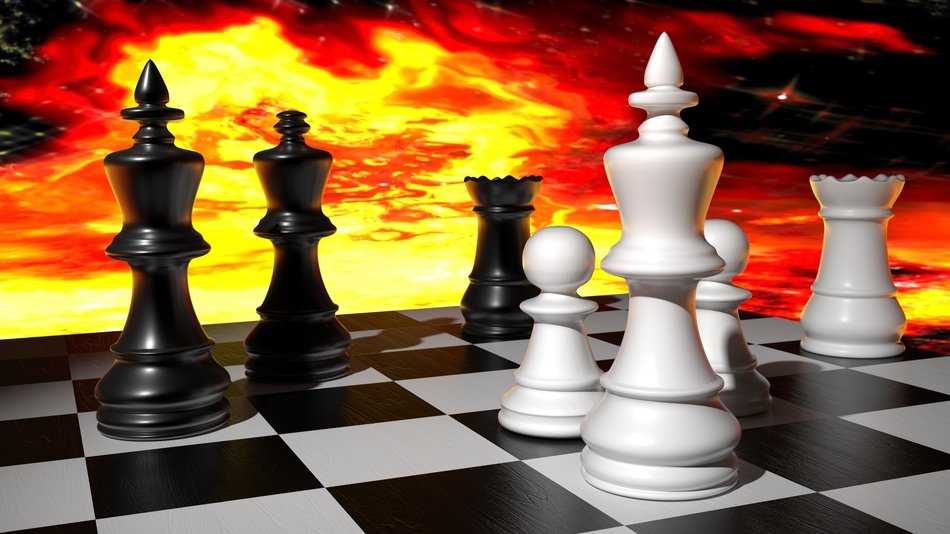chess on the background of the glow