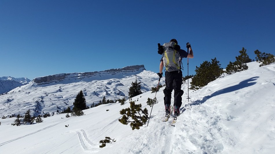 man skiing in the mountains
