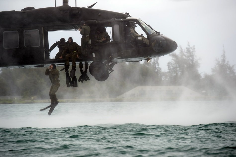 helicopter on the water