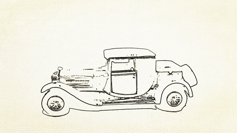 car drawing on white sheet
