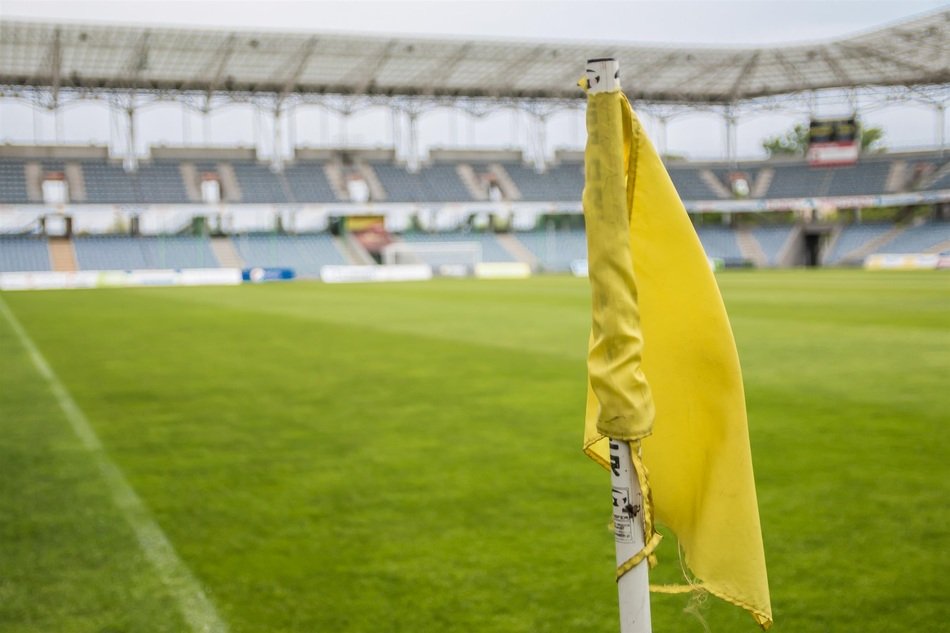 yellow flag on football stadium