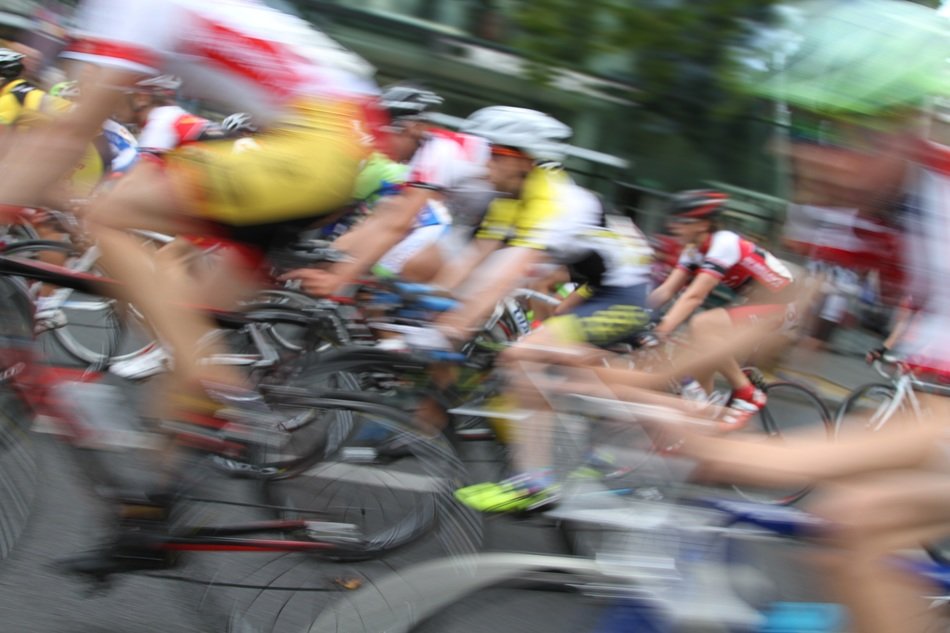 bike race in blurred background