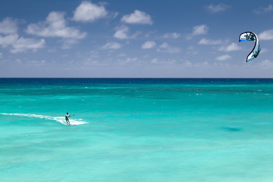 kite surfing in the ocean