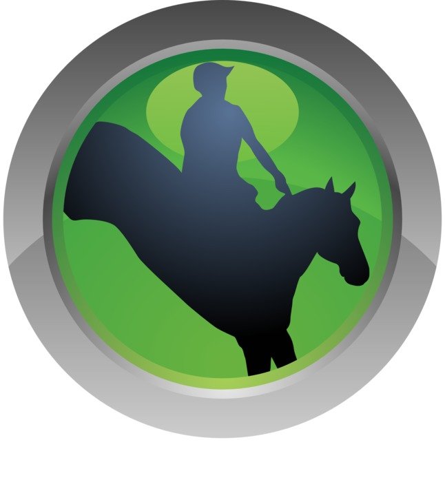 green and grey sports icon, horseback riding