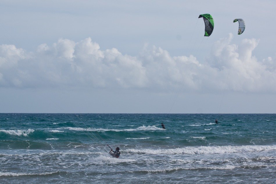 kitesurfers on the water