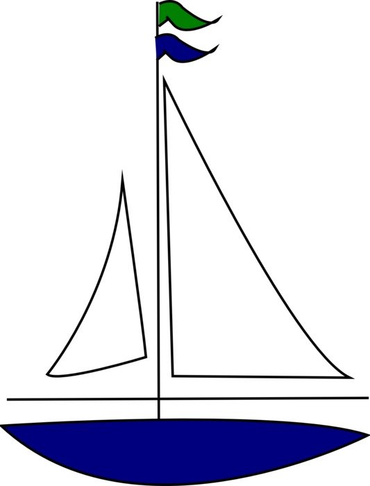 sailing boat drawing on white background