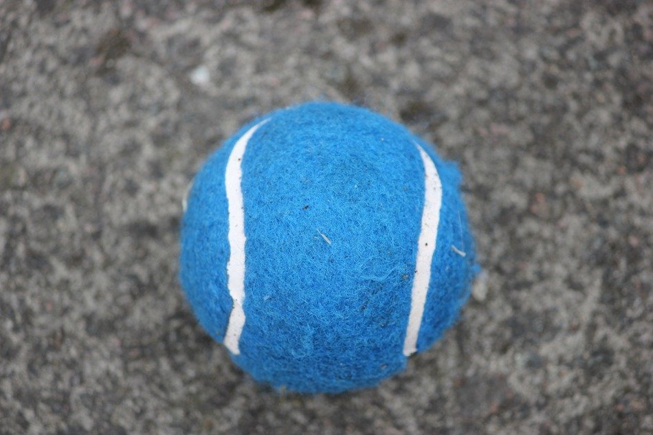 blue tennis ball on the ground