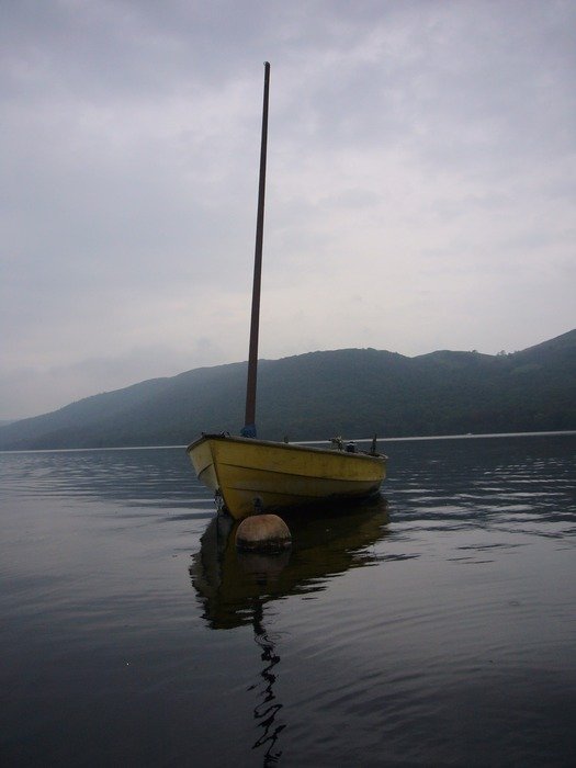 yellow wooden boat on the lake