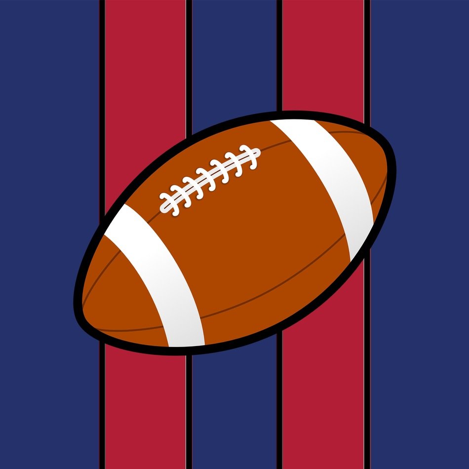 American ball on a background of pink stripes