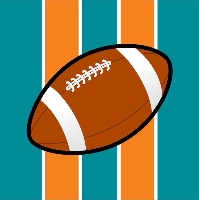 American ball on a background of orang stripes, miami, dolphins, florida