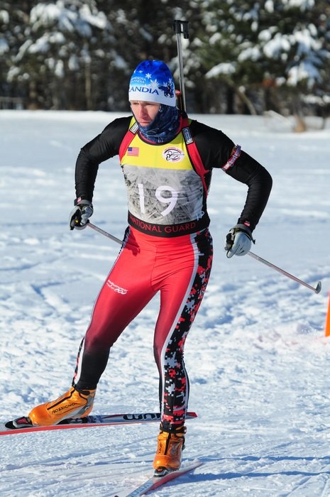 skier at the finish line